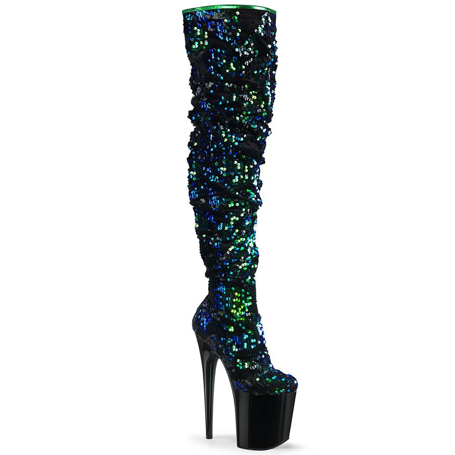 Women\'s Pleaser Flamingo-3004 Thigh High Boots Turquoise | 249UTNGMS