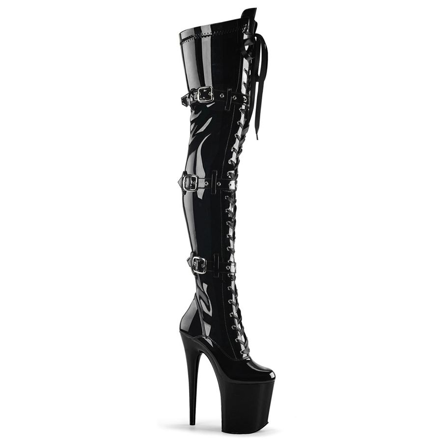 Women\'s Pleaser Flamingo-3028 Thigh High Boots Black | 240GPEOXJ