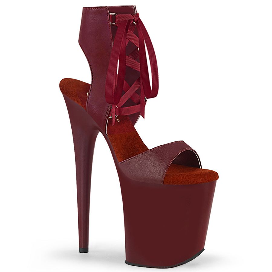 Women\'s Pleaser Flamingo-800-14 Heels Burgundy | 705EBOVTS