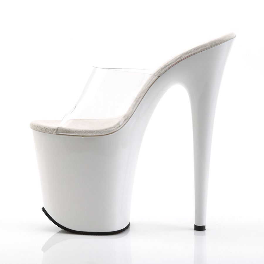 Women's Pleaser Flamingo-801 Platform Sandals White | 256QGHYMR