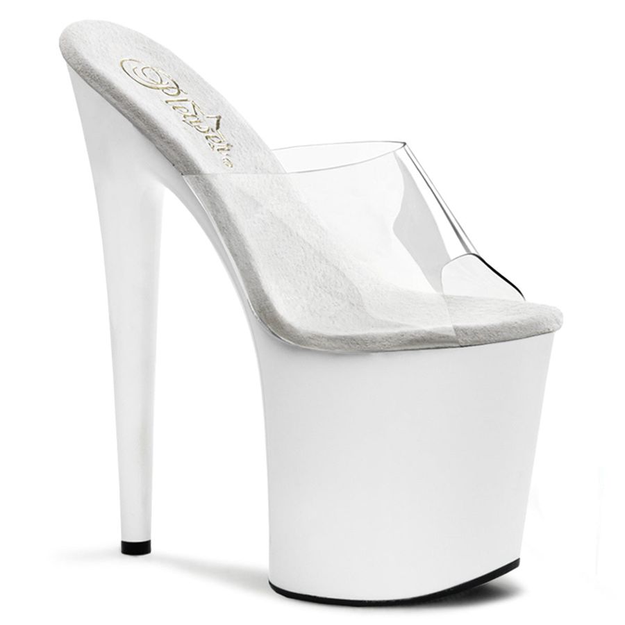 Women\'s Pleaser Flamingo-801 Platform Sandals White | 256QGHYMR