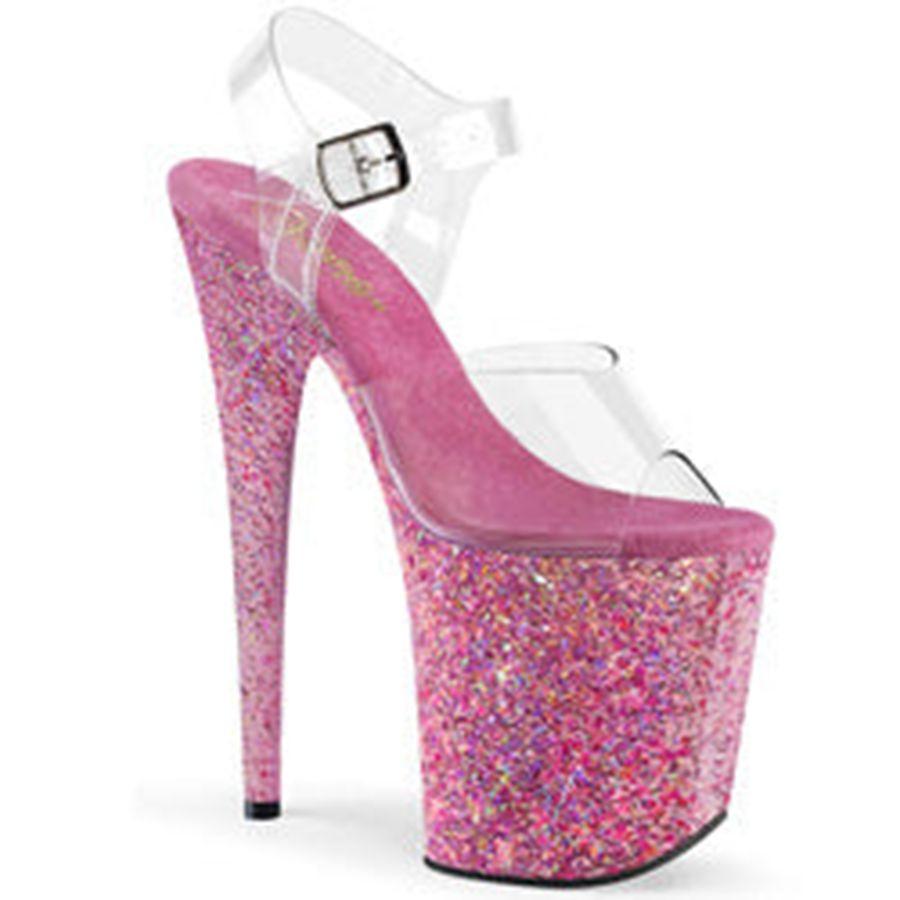 Women's Pleaser Flamingo-808CF Ankle Strap Sandals Pink | 238PAKBYX