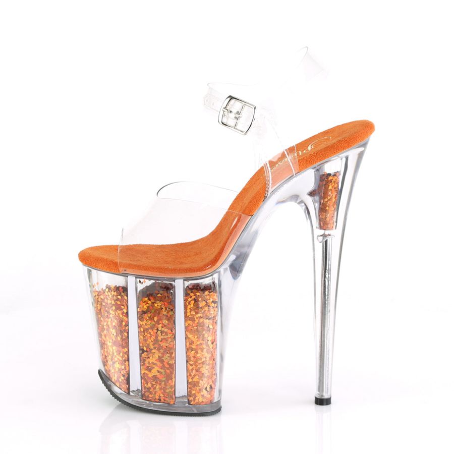 Women's Pleaser Flamingo-808GF Ankle Strap Sandals Orange | 456WNBASM