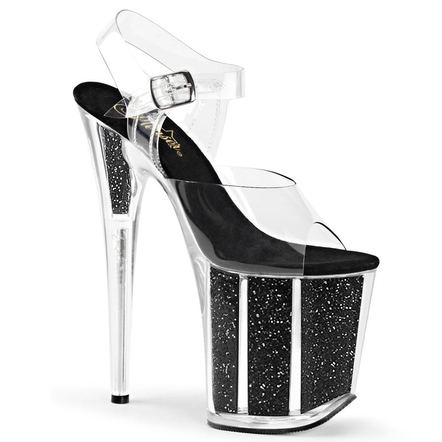 Women\'s Pleaser Flamingo-808G Ankle Strap Sandals Black | 590CAGVMB