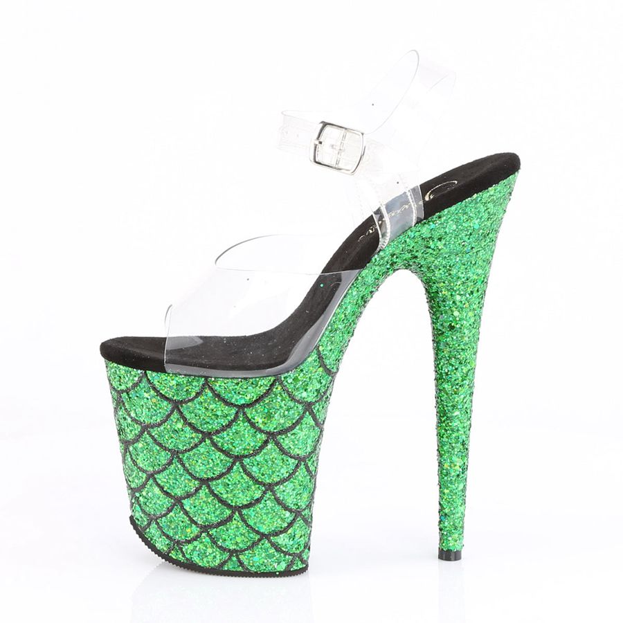 Women's Pleaser Flamingo-808MSLG Ankle Strap Sandals Green | 640ZPJFAG