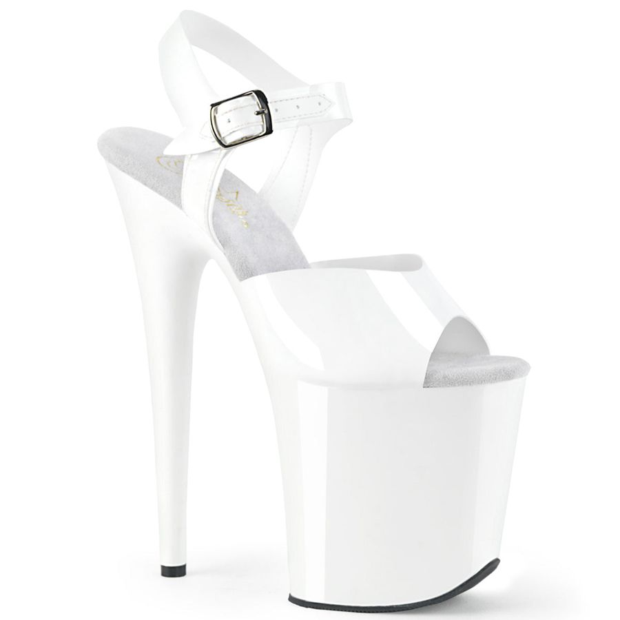 Women\'s Pleaser Flamingo-808N Ankle Strap Sandals White | 319QIKAPL