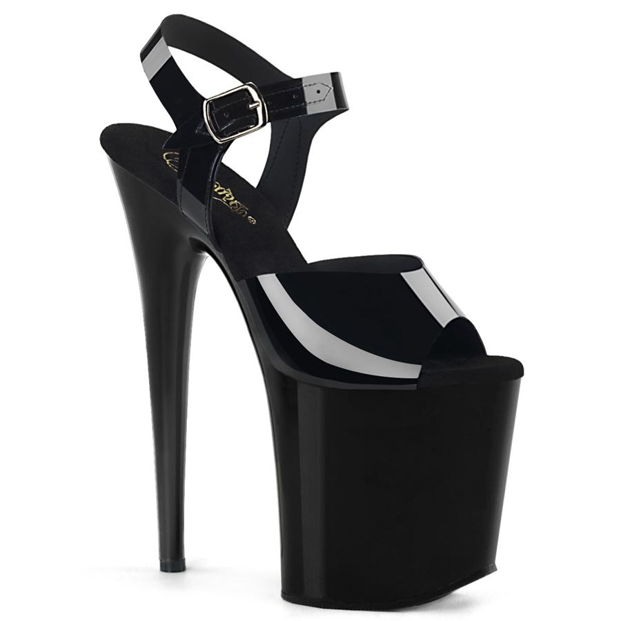 Women\'s Pleaser Flamingo-808N Ankle Strap Sandals Black | 329ZKBPVN