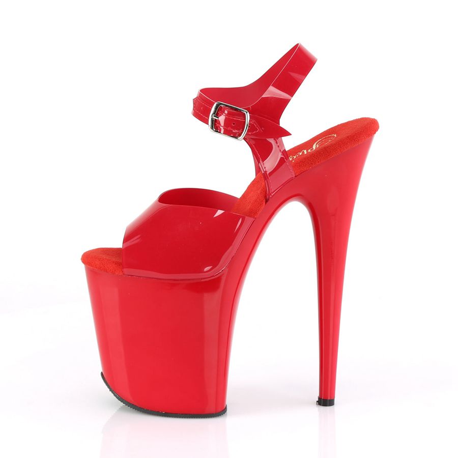 Women's Pleaser Flamingo-808N Ankle Strap Sandals Red | 341TXILWQ