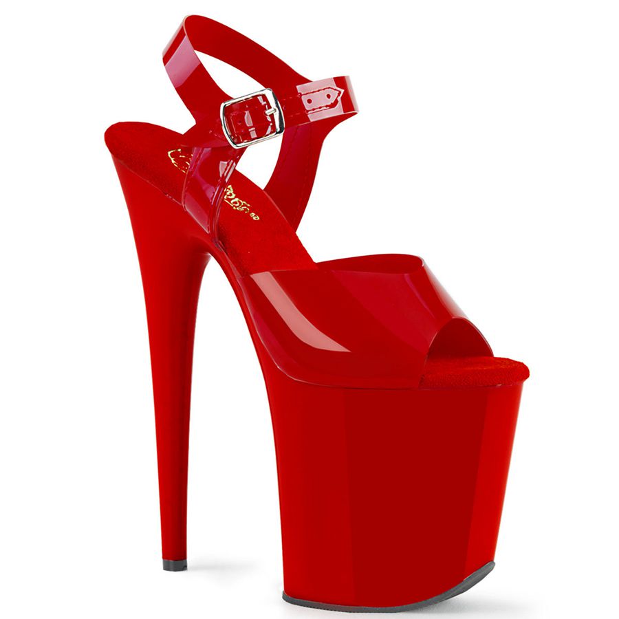 Women\'s Pleaser Flamingo-808N Ankle Strap Sandals Red | 341TXILWQ