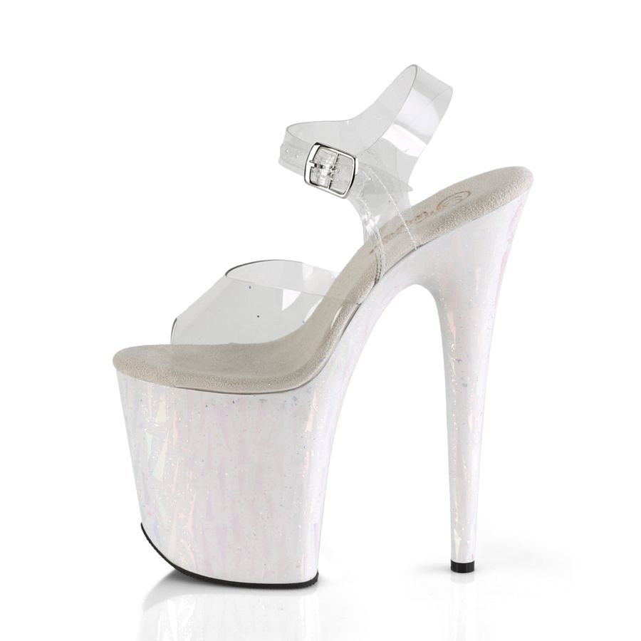 Women's Pleaser Flamingo-808SPLA-2 Ankle Strap Sandals White | 871ENHWFG