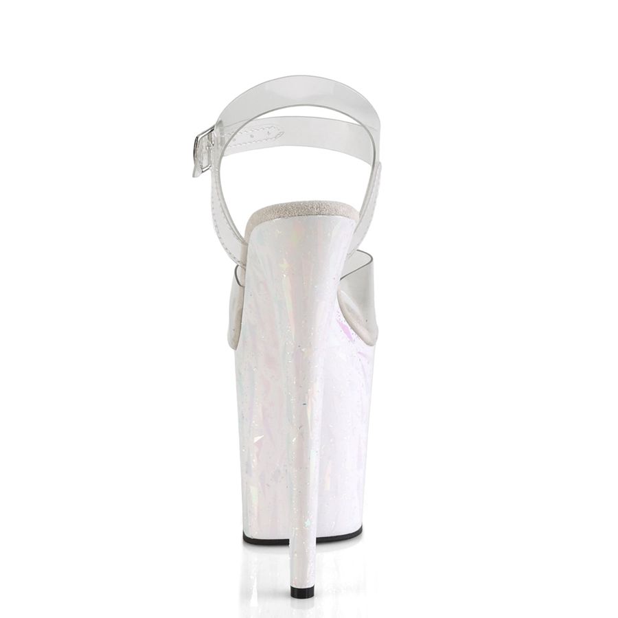 Women's Pleaser Flamingo-808SPLA-2 Ankle Strap Sandals White | 871ENHWFG