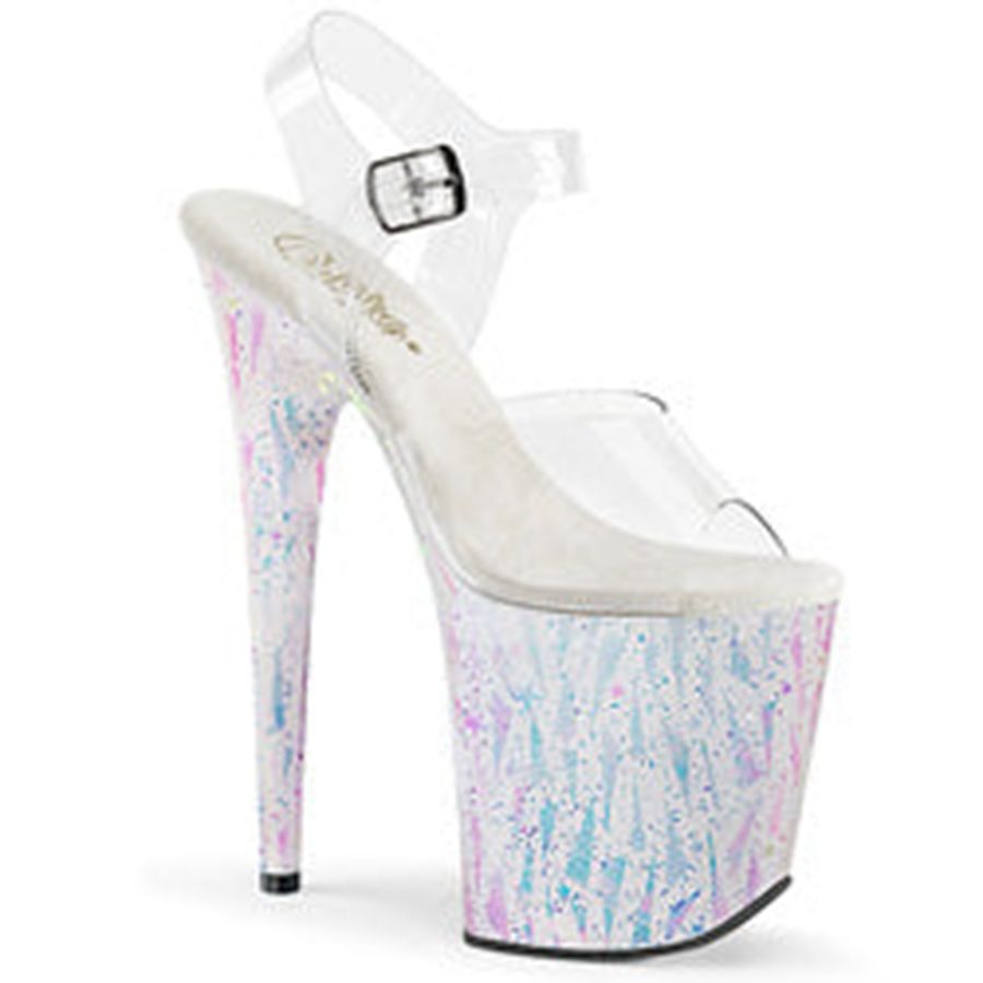 Women's Pleaser Flamingo-808SPLA-2 Ankle Strap Sandals White | 871ENHWFG