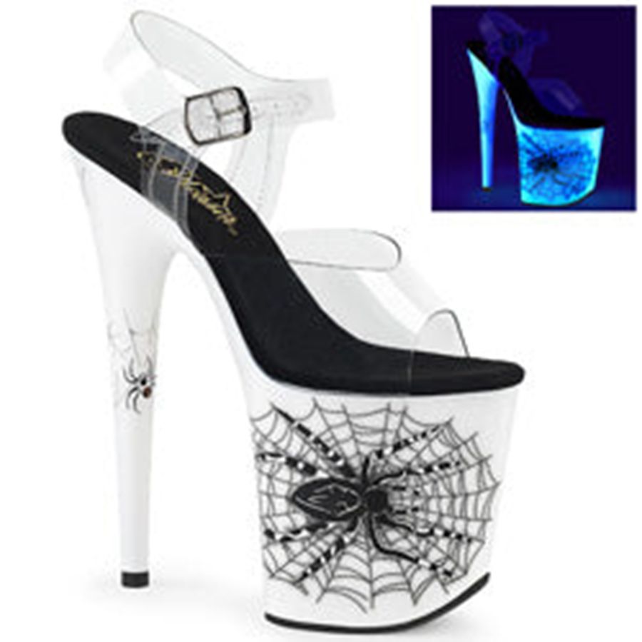 Women's Pleaser Flamingo-808SW Ankle Strap Sandals White | 584IRSNTY