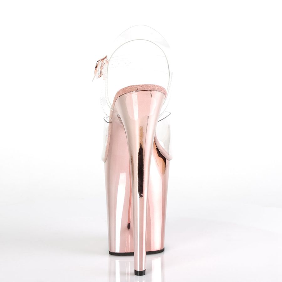 Women's Pleaser Flamingo-808 Ankle Strap Sandals Rose Gold | 193KJXWZG