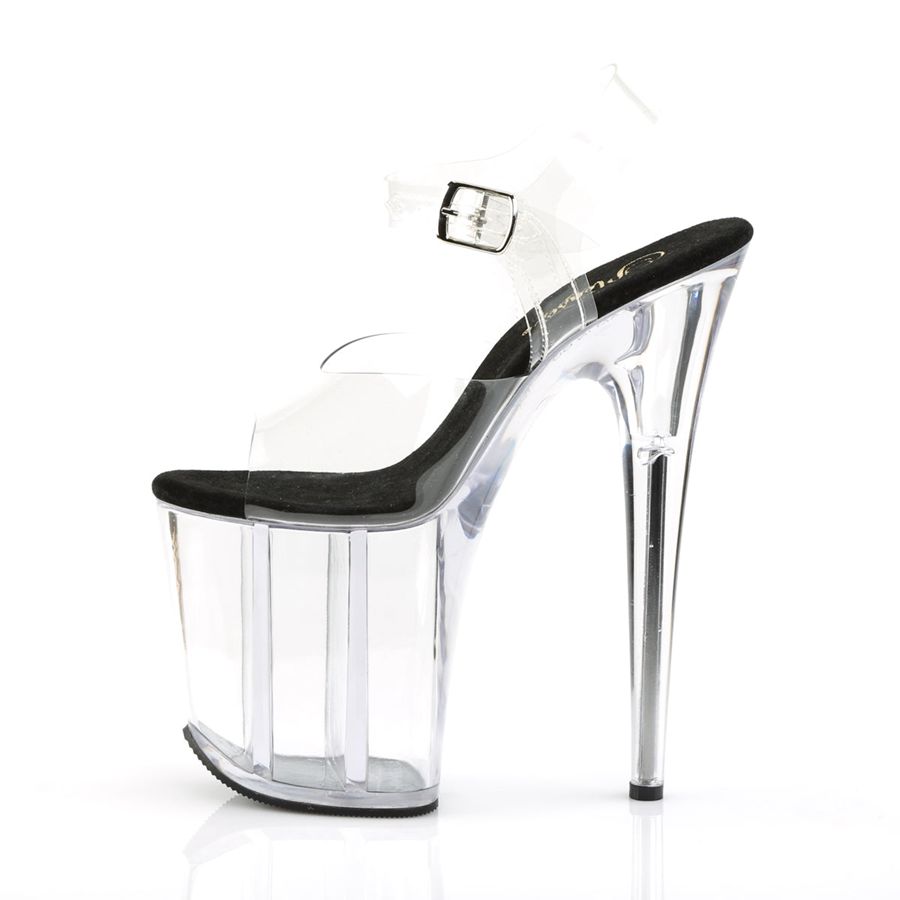 Women's Pleaser Flamingo-808 Ankle Strap Sandals Clear | 315CZSFHN