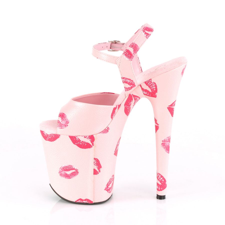 Women's Pleaser Flamingo-809KISSES Ankle Strap Sandals Pink | 628BASOIP