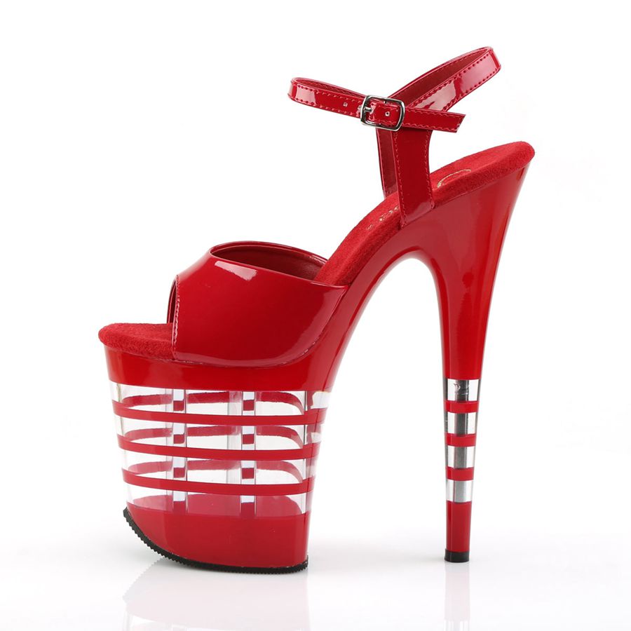 Women's Pleaser Flamingo-809LN Ankle Strap Sandals Red | 739WEQXUY