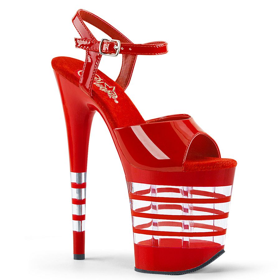 Women\'s Pleaser Flamingo-809LN Ankle Strap Sandals Red | 739WEQXUY