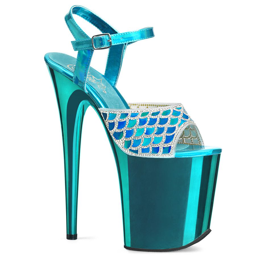 Women\'s Pleaser Flamingo-809MMRS Ankle Strap Sandals Turquoise | 479UWMCLA