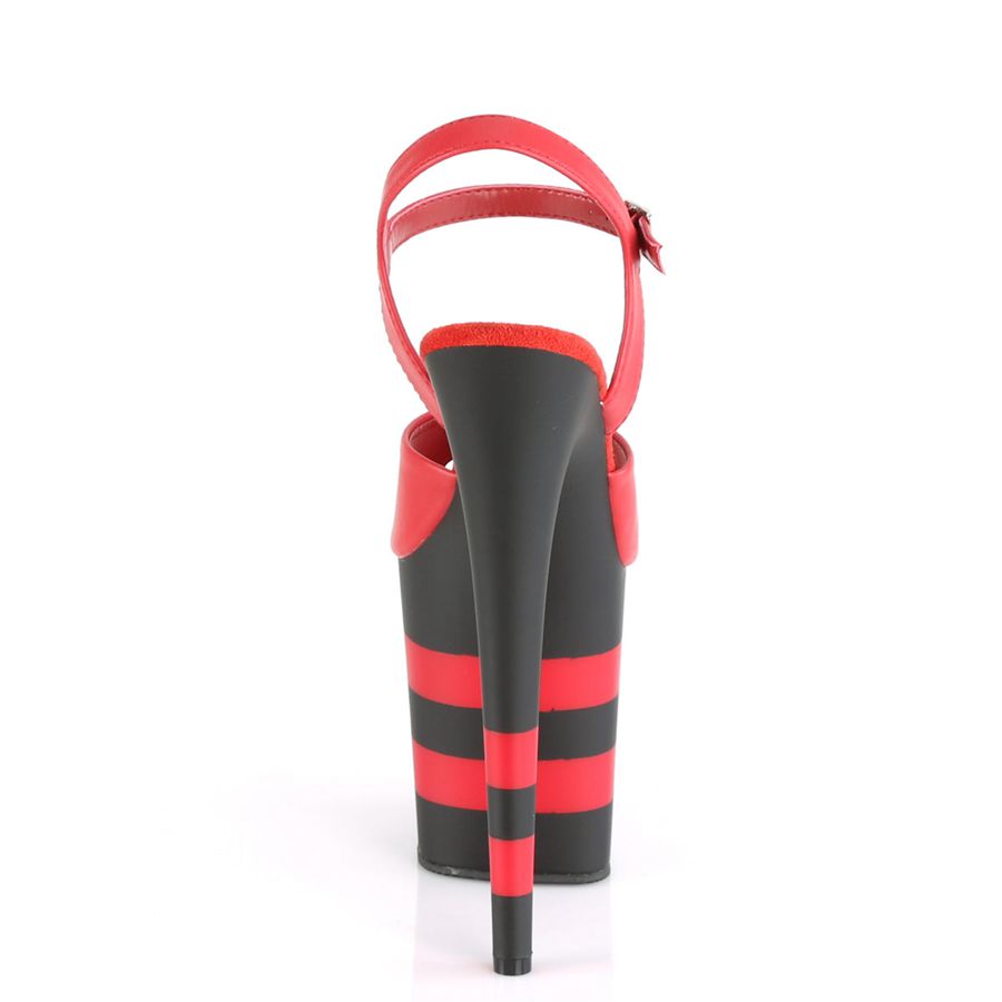 Women's Pleaser Flamingo-809SR Ankle Strap Sandals Red Black | 639SRCHXY