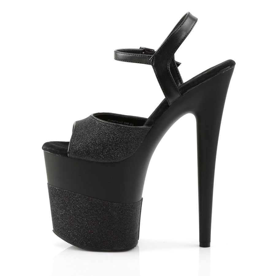 Women's Pleaser Flamingo-809-2G Ankle Strap Sandals Black | 564KZFLHM