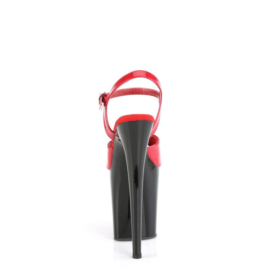 Women's Pleaser Flamingo-809 Ankle Strap Sandals Red Black | 458JNKRWH