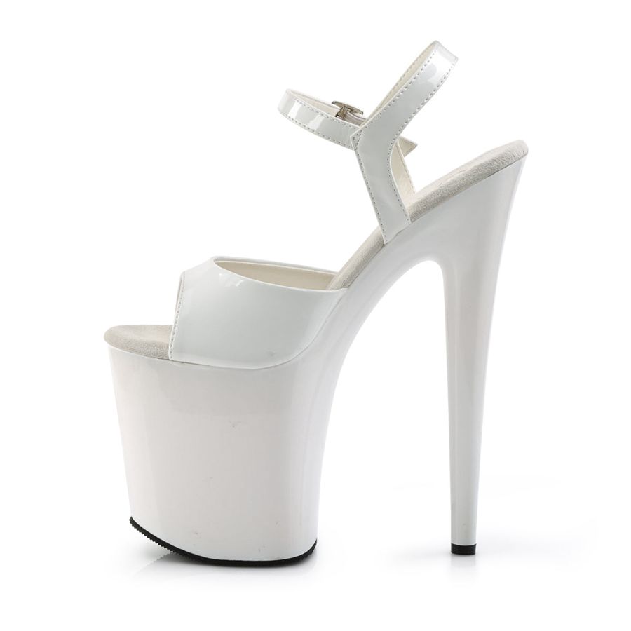 Women's Pleaser Flamingo-809 Ankle Strap Sandals White | 471FVNIRA