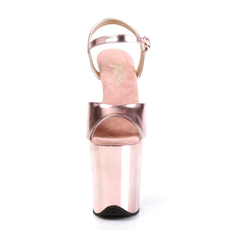 Women's Pleaser Flamingo-809 Ankle Strap Sandals Rose Gold | 687UVSMFJ