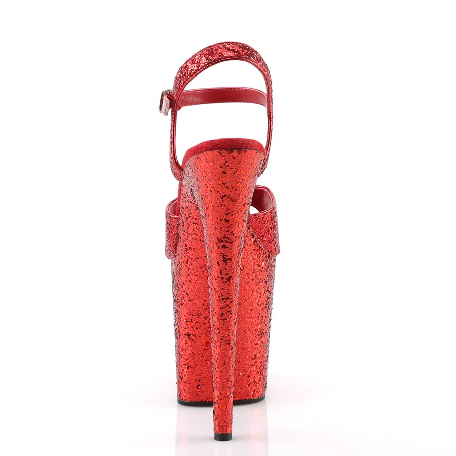 Women's Pleaser Flamingo-810LG Ankle Strap Sandals Red | 512FDSWHQ