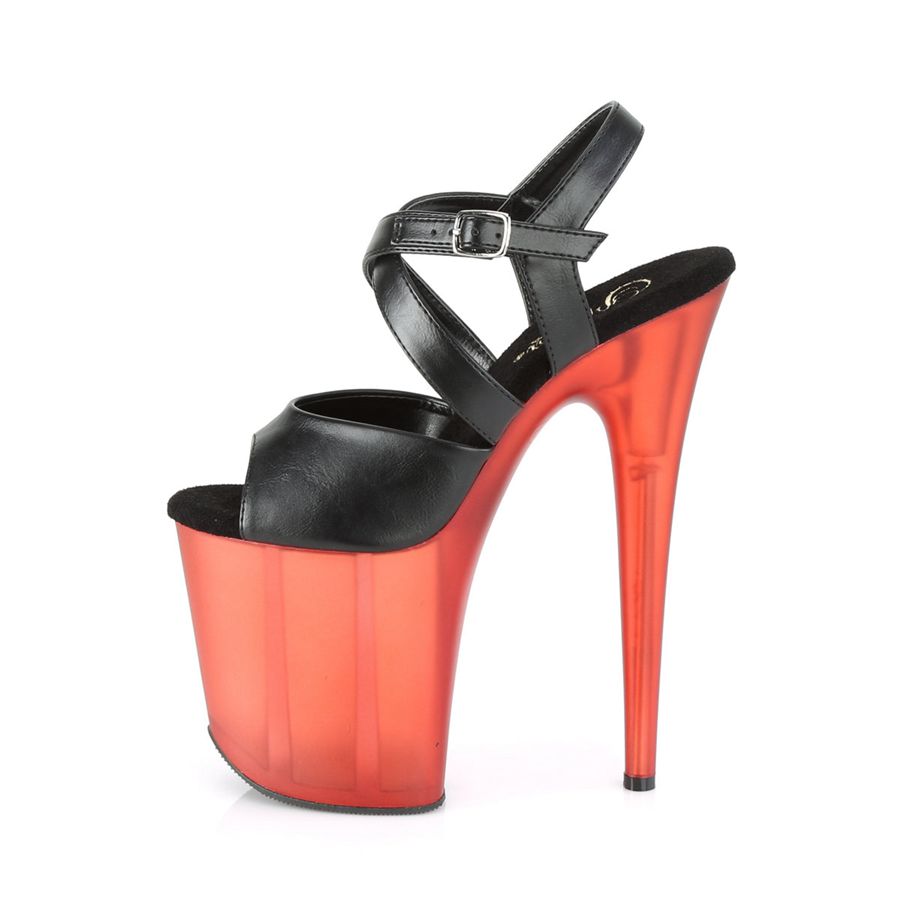 Women's Pleaser Flamingo-822T Ankle Strap Sandals Black Red | 375LZFHXV