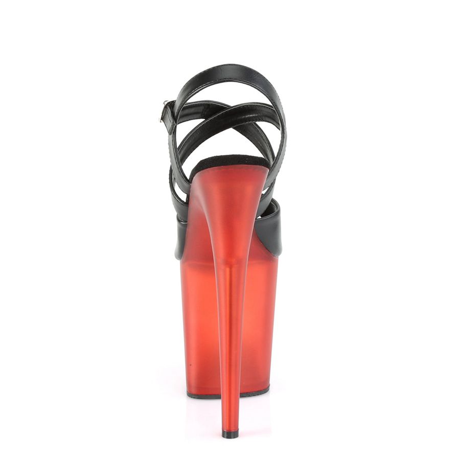 Women's Pleaser Flamingo-822T Ankle Strap Sandals Black Red | 375LZFHXV