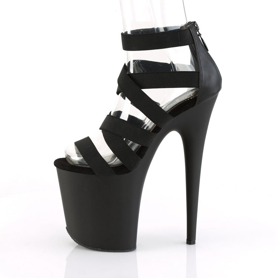 Women's Pleaser Flamingo-859 Ankle Strap Sandals Black | 613QYTBMD