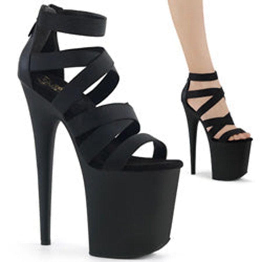 Women's Pleaser Flamingo-859 Ankle Strap Sandals Black | 613QYTBMD