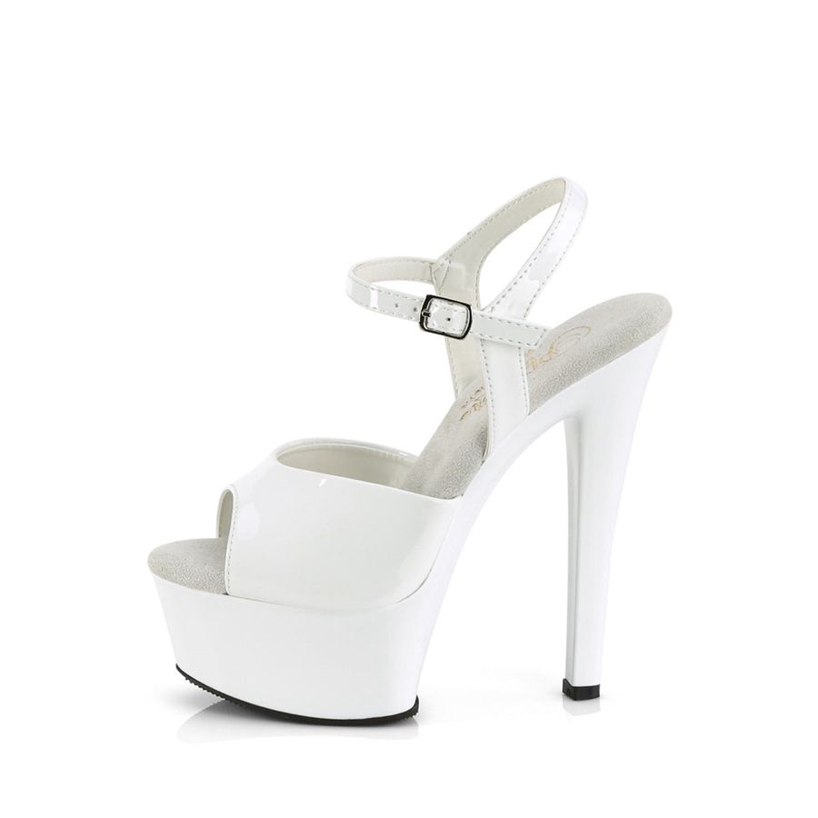 Women's Pleaser Gleam-609 Ankle Strap Sandals White | 260YZDQKA