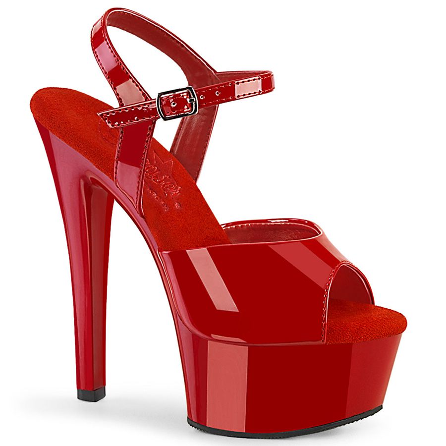 Women\'s Pleaser Gleam-609 Ankle Strap Sandals Red | 692SAIMYF