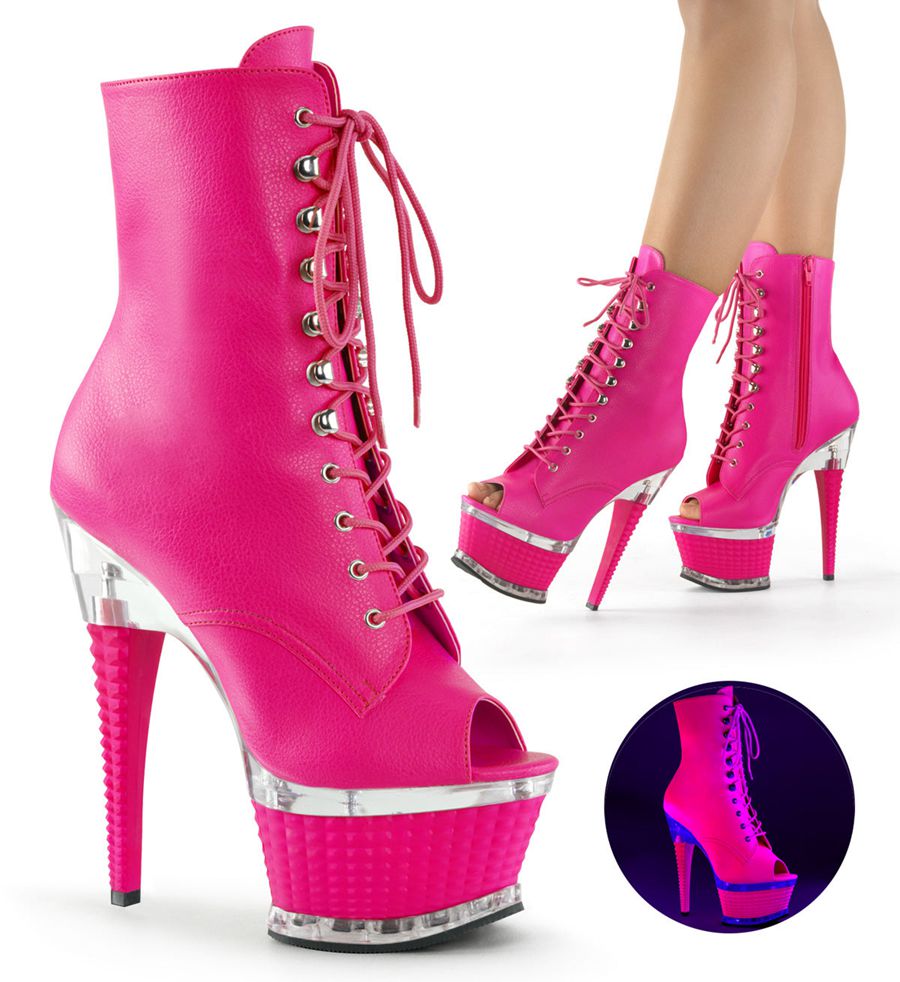 Women\'s Pleaser Illusion-1021 Ankle Boots Pink | 250EIZHYX