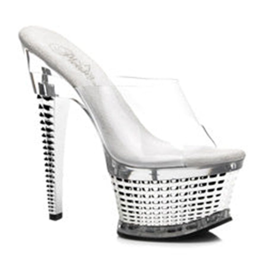 Women's Pleaser Illusion-651 Platform Sandals Silver | 259CIDEYQ