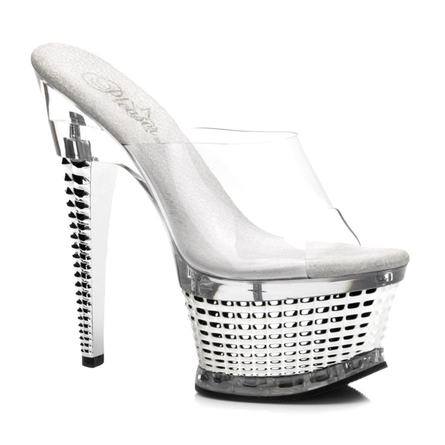 Women\'s Pleaser Illusion-651 Platform Sandals Silver | 259CIDEYQ