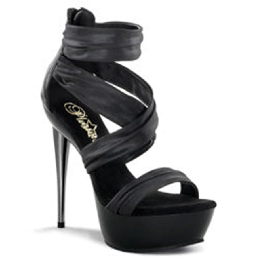 Women's Pleaser Impulse-558 Ankle Strap Sandals Black | 278YNJRAS