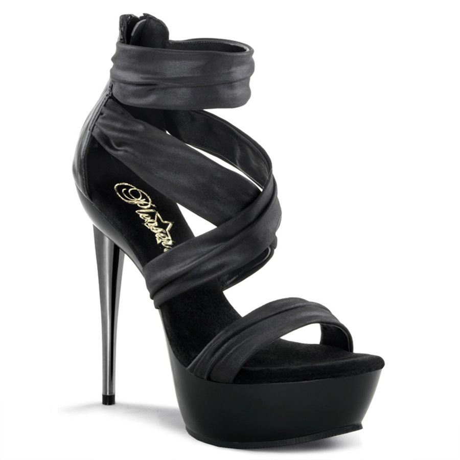 Women\'s Pleaser Impulse-558 Ankle Strap Sandals Black | 278YNJRAS