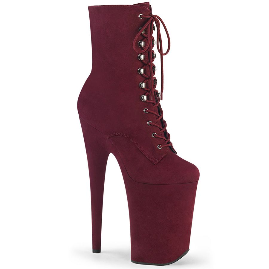 Women\'s Pleaser Infinity-1020FS Ankle Boots Burgundy | 253GEYOQX