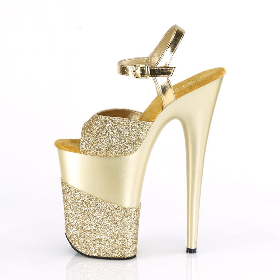 Women's Pleaser Infinity-909-2G Ankle Strap Sandals Gold | 692MEQYBF