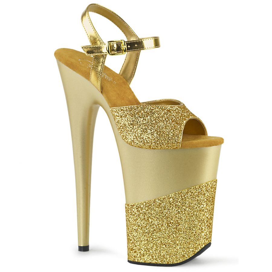 Women\'s Pleaser Infinity-909-2G Ankle Strap Sandals Gold | 692MEQYBF