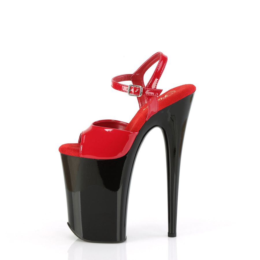 Women's Pleaser Infinity-909 Ankle Strap Sandals Black Red | 794IDOQHE