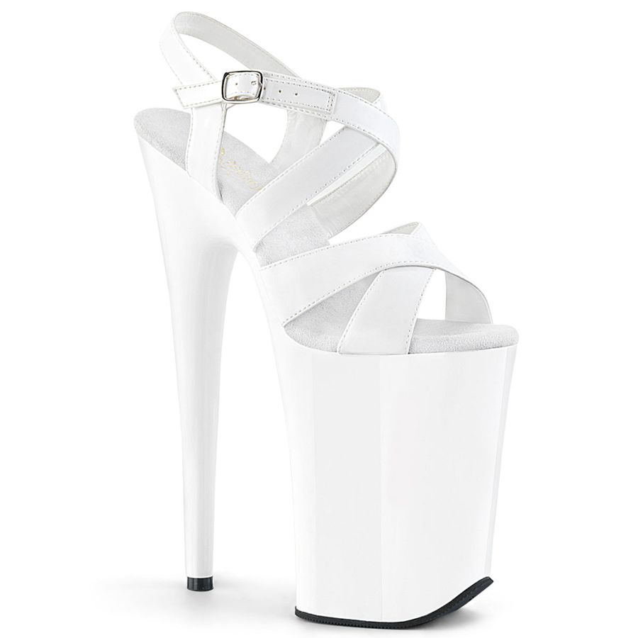 Women\'s Pleaser Infinity-997 Ankle Strap Sandals White | 091NHEPAJ