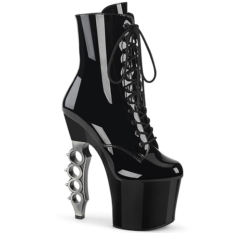 Women\'s Pleaser Irongrip-1020 Ankle Boots Black | 671APQTNH