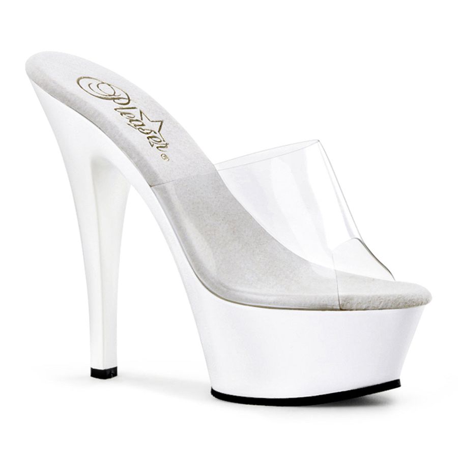 Women\'s Pleaser Kiss-201 Platform Sandals White | 289UCZDSJ