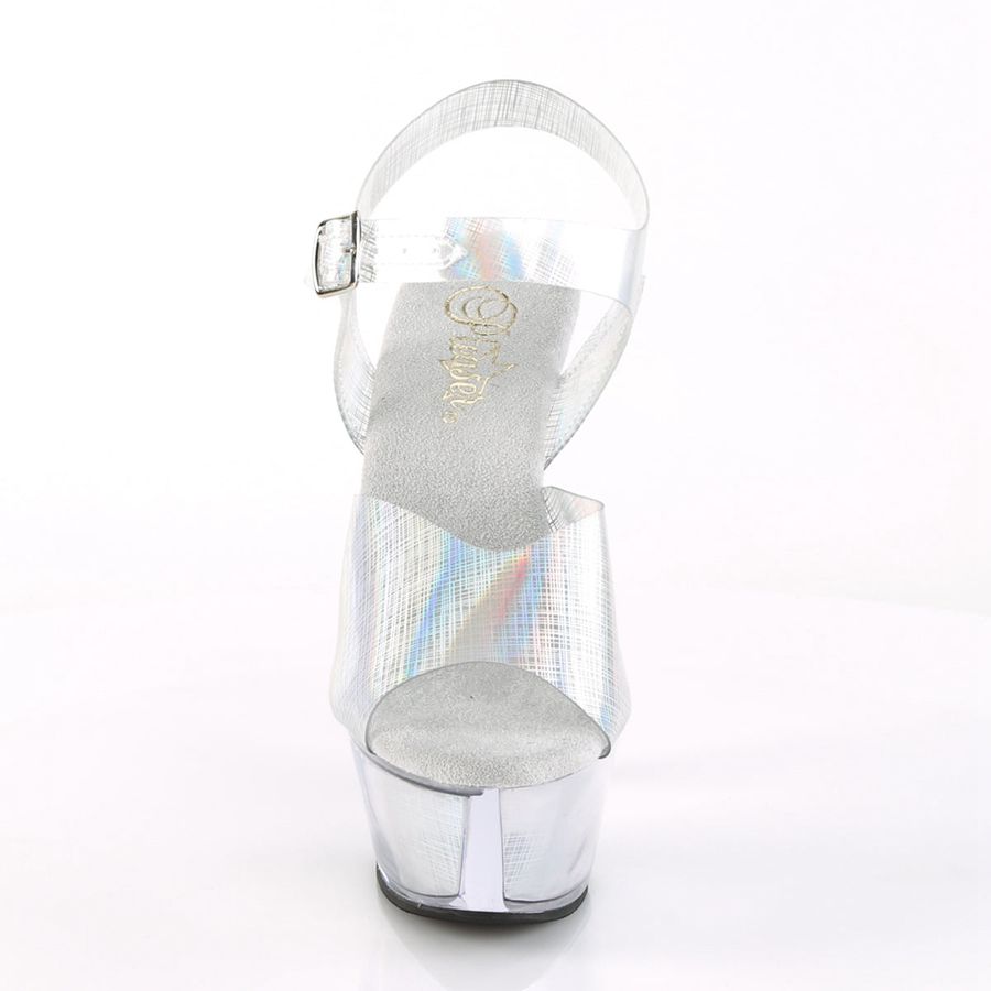 Women's Pleaser Kiss-208N-CRHM Ankle Strap Sandals Clear | 652QMHYIN