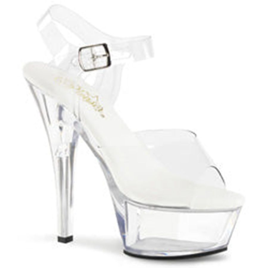 Women's Pleaser Kiss-208VL Ankle Strap Sandals Clear | 501QIREHC