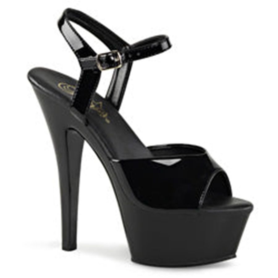 Women's Pleaser Kiss-209VL Ankle Strap Sandals Black | 354ZUWGIP